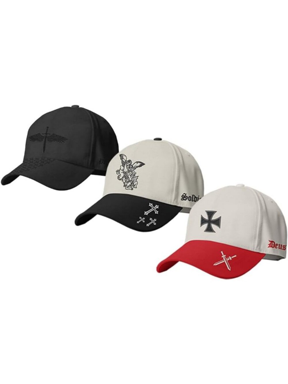 Limited Edition Military-Inspired Cap Bundle - 3 Cross-Embroidered Hats